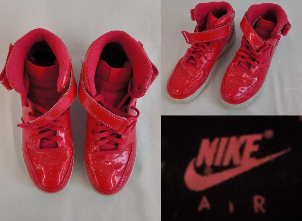 Nike Airforce 1 Sneakers High Patent Red Sparkle Men's 8.5 D 2018 #W5265
